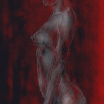 Digital Arts titled "nude in red 0022-lo…" by Michel Thiery (By Daesyl arts), Original Artwork, Digital Painting