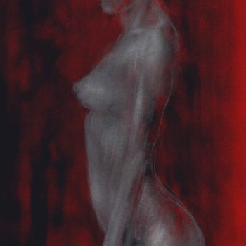 Arte digitale intitolato "nude in red 0022-lo…" da Michel Thiery (By Daesyl arts), Opera d'arte originale, Pittura digitale