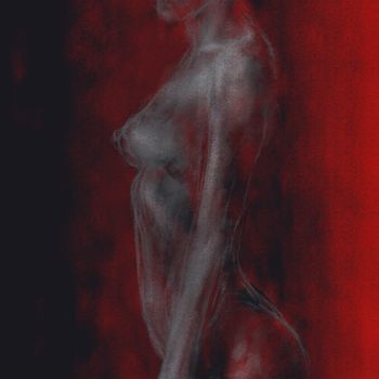 Digital Arts με τίτλο "nude in red 0022-lo…" από Michel Thiery (By Daesyl arts), Αυθεντικά έργα τέχνης, Ψηφιακή ζωγραφική