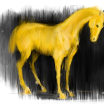 Digital Arts με τίτλο "Yellow horse" από Michel Thiery (By Daesyl arts), Αυθεντικά έργα τέχνης, Ψηφιακή ζωγραφική