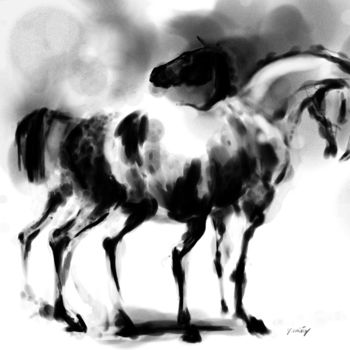 Arts numériques intitulée "Horse 16" par Michel Thiery (By Daesyl arts), Œuvre d'art originale, Peinture numérique