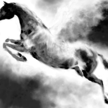 Arte digital titulada "Horse 19 Pegasus" por Michel Thiery (By Daesyl arts), Obra de arte original, Pintura Digital