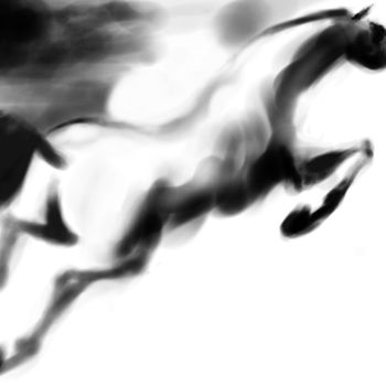 Digital Arts titled "Horse 18 Pegasus" by Michel Thiery (By Daesyl arts), Original Artwork, Digital Painting