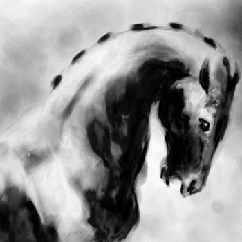 Arte digitale intitolato "Horse 21 Head" da Michel Thiery (By Daesyl arts), Opera d'arte originale, Pittura digitale