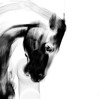 Digital Arts titled "Horse 26 Head" by Michel Thiery (By Daesyl arts), Original Artwork, Digital Painting