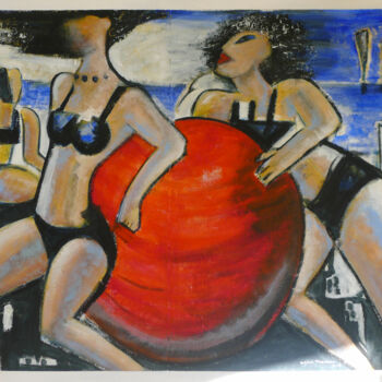 Картина под названием "Deux femmes au ball…" - Michel Thomas, Подлинное произведение искусства, Акрил