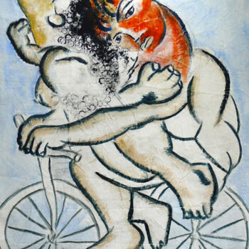 「ciclistes」というタイトルの絵画 Michel Thomasによって, オリジナルのアートワーク, アクリル