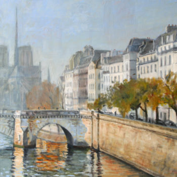 Peinture intitulée "Ile-st-louis-et-Not…" par Mth, Œuvre d'art originale, Huile