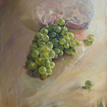 Peinture intitulée "Raisins et grenades" par Mth, Œuvre d'art originale, Huile