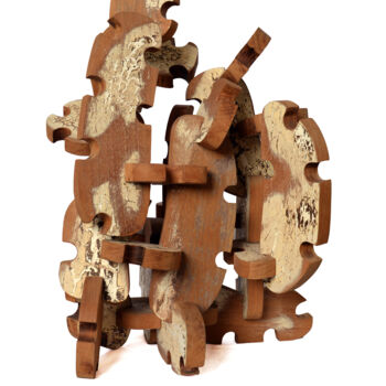 Skulptur mit dem Titel "Sinapsis" von Michel V. Meulenert (Meulenert), Original-Kunstwerk, Holz