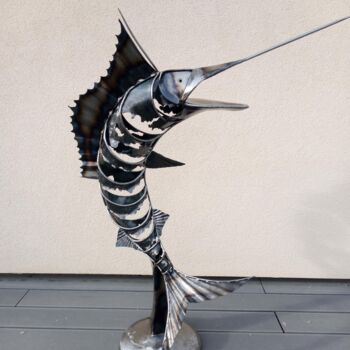 Sculpture titled "Espadon" by Michel Vasseur, Original Artwork, Metals