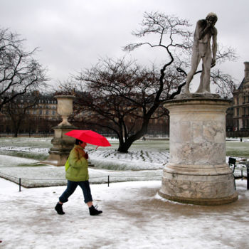 Fotografia intitolato "Neige aux tuileries" da Michel Volle, Opera d'arte originale, Fotografia digitale