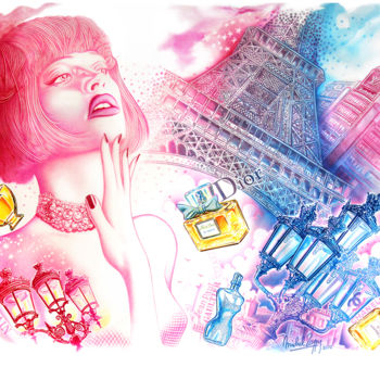 "paris-mine-rose-et-…" başlıklı Tablo Michel Zappy tarafından, Orijinal sanat, Akrilik
