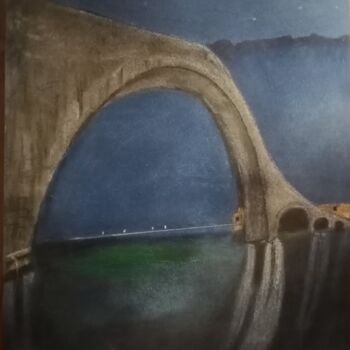 Desenho intitulada "Ponte della Maddale…" por Michela Brunini, Obras de arte originais, Giz
