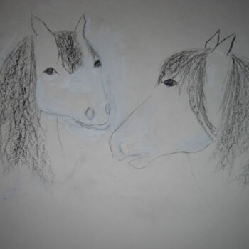 Disegno intitolato "The Horses - Image…" da Michela Curtis, Opera d'arte originale, Carbone