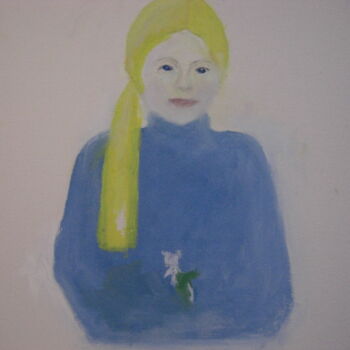 Pintura intitulada "Girl With White Flo…" por Michela Curtis, Obras de arte originais, Óleo