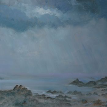 Peinture intitulée "Ciel breton" par Michel Adam, Œuvre d'art originale, Huile
