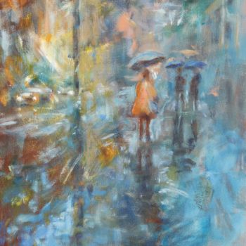 Pittura intitolato "Sous la pluie" da Michel Adam, Opera d'arte originale, Acrilico