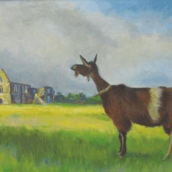 Peinture intitulée "La chèvre de l'Abba…" par Michel Adam, Œuvre d'art originale