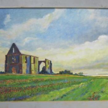 Pintura intitulada "L'Abbaye des Chatel…" por Michel Adam, Obras de arte originais