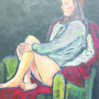 Painting titled "Chez Maria - Pose 1" by Michel Adam, Original Artwork, Oil