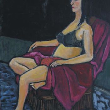 Картина под названием "Chez Maria - Pose 2" - Michel Adam, Подлинное произведение искусства