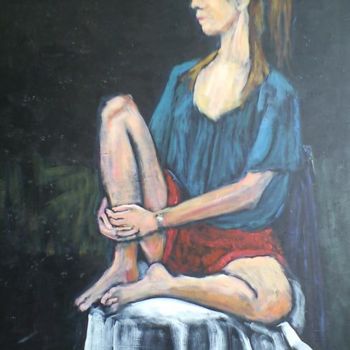 Painting titled "Chez Maria - Pose 5" by Michel Adam, Original Artwork