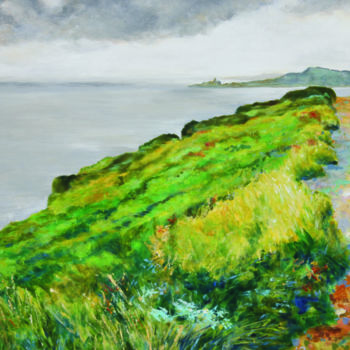 Peinture intitulée "Chemin sur la falai…" par Michel Adam, Œuvre d'art originale, Huile