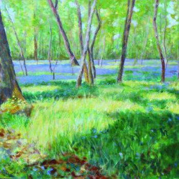 Pittura intitolato "Printemps en forêt…" da Michel Adam, Opera d'arte originale, Olio