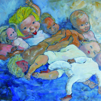 Painting titled "Les poupées" by Michel Adam, Original Artwork, Acrylic