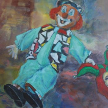 Malerei mit dem Titel "Clown" von Michel Adam, Original-Kunstwerk, Acryl
