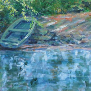 Pintura intitulada "La barque" por Michel Adam, Obras de arte originais, Acrílico