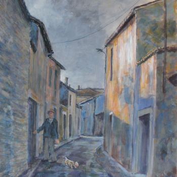 Картина под названием "Promenade en ville" - Michel Adam, Подлинное произведение искусства, Акрил