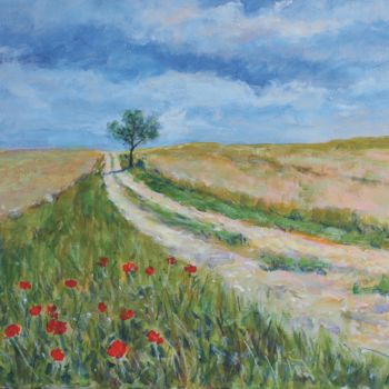 Painting titled "Coquelicots 3" by Michel Adam, Original Artwork, Acrylic