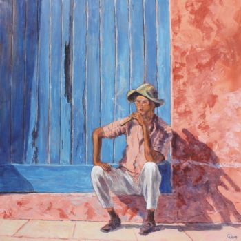 Peinture intitulée "Pause Cubaine" par Michel Adam, Œuvre d'art originale, Acrylique