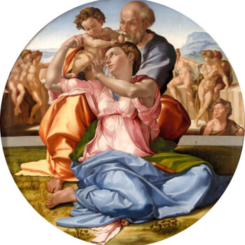 Painting titled "Tondo Doni" by Michelangelo, Original Artwork, Tempera