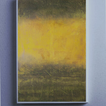 Painting titled "FIELD AND FIRE" by Michelangelo Alessandro, Original Artwork, Oil Mounted on Wood Stretcher frame