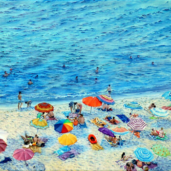 Painting titled "Spiagge Italiane" by Michelangelo Rossi, Original Artwork, Oil