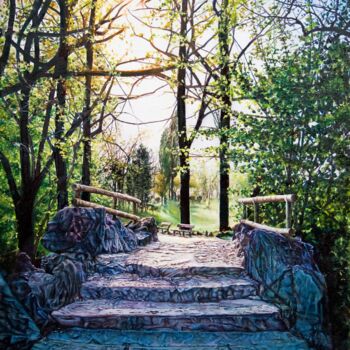 Painting titled "Parco del Valentino" by Michelangelo Rossi, Original Artwork, Oil