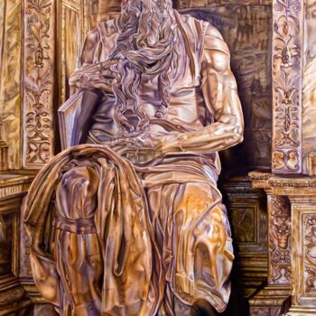 Painting titled "Moses in Gold" by Michelangelo Rossi, Original Artwork, Oil