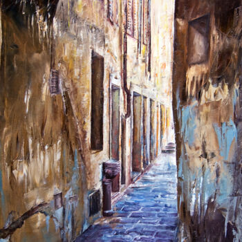 Painting titled "Vie di Firenze" by Michelangelo Rossi, Original Artwork, Oil