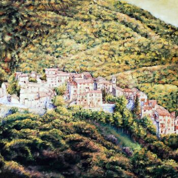 Painting titled "Villaggio Radioso" by Michelangelo Rossi, Original Artwork, Oil