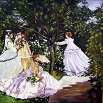 Peinture intitulée "Les Femmes au jardin" par Michel Ballanger, Œuvre d'art originale
