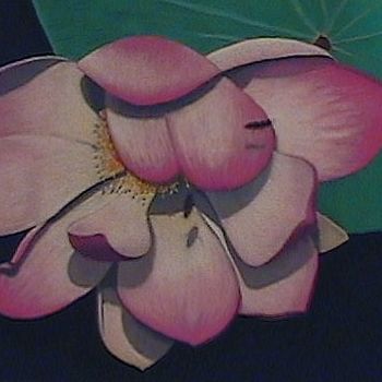 Painting titled "lotus" by Michel Béquet, Original Artwork, Oil