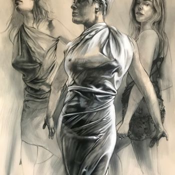 Drawing titled "10" by Michel Bona, Original Artwork, Ink Mounted on Wood Panel