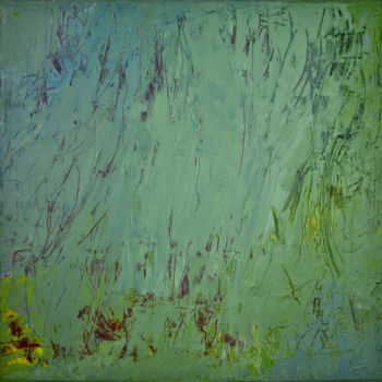 Schilderij getiteld "Green wall" door Michel Boucharinc, Origineel Kunstwerk, Acryl Gemonteerd op Frame voor houten brancard