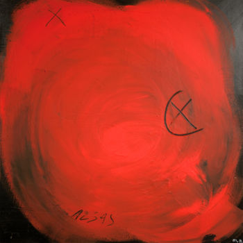 Картина под названием "Rouge" - Michel Boucharinc, Подлинное произведение искусства, Акрил Установлен на Деревянная рама для…