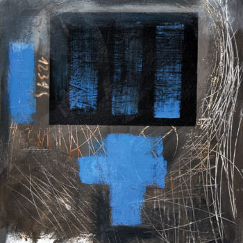 Картина под названием "Croix bleue" - Michel Boucharinc, Подлинное произведение искусства, Акрил Установлен на Деревянная ра…