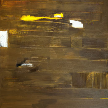 Malerei mit dem Titel "Brown wall" von Michel Boucharinc, Original-Kunstwerk, Acryl Auf Keilrahmen aus Holz montiert