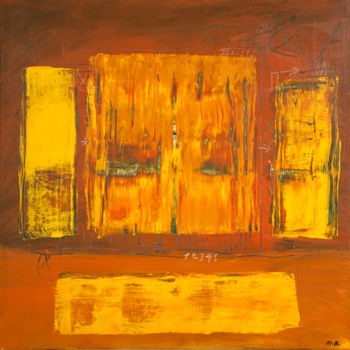 Painting titled "Orange wall" by Michel Boucharinc, Original Artwork, Acrylic Mounted on Wood Stretcher frame